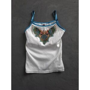 Vintage 2000s Harley-Davidson White Tank Top Baby Tee S USA Made Mini Petite